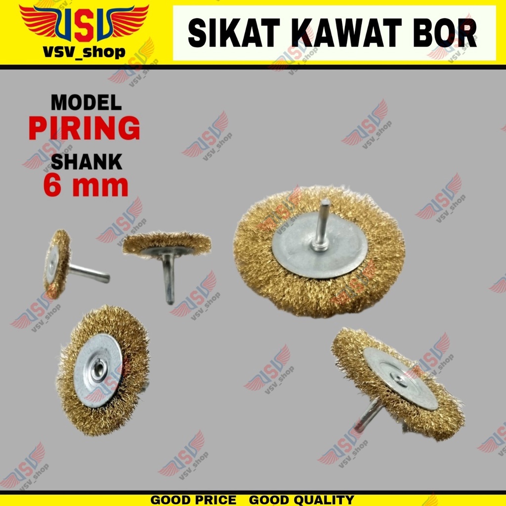 Mata Bor Sikat Kawat Piring Gagang 6mm Mesin Bor Penghilang Karat 38/50/65/75/100mm