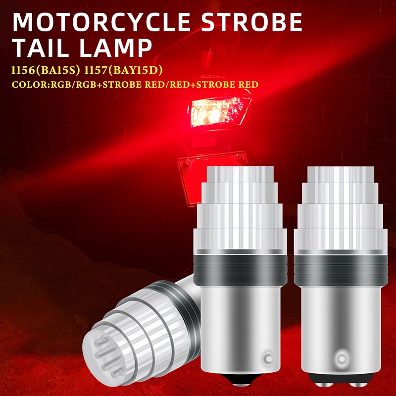 Belakang Sepeda Motor Lampu Rem Flash RGB 9 LED 1157 BAY15D Mobil Mengubah Lampu 1156 BA15S 12V