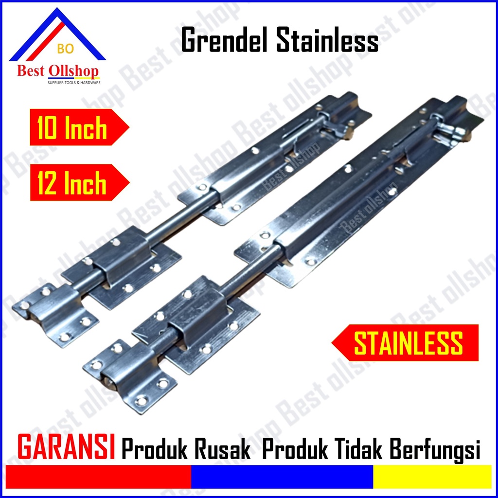 Grendel Pintu Rumah Stainless / Grendel Selot Jendela Stainlis / Slot Pintu / Slot Jendela Grendel Panjang 10 inch 12 inch