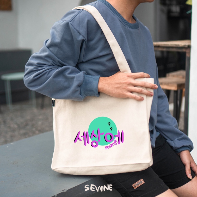 Sevine Totebag Kanvas Daisy Tas Wanita Tote Bag Kantong Laptop Kuliah Sekolah Kerja Aesthetic Korean Typography Style - EF