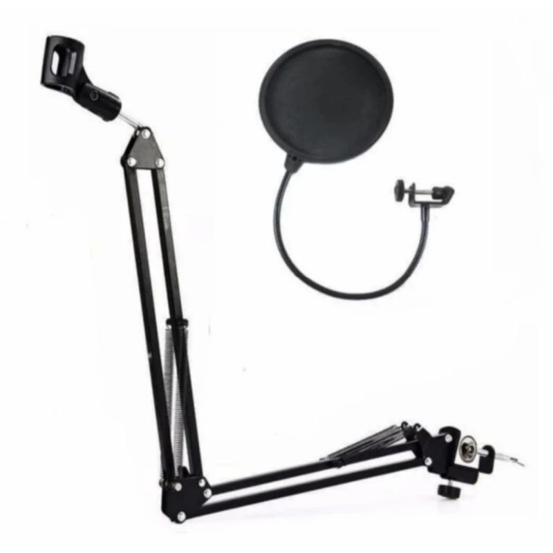 Paket Microphone Condenser LGT240 Soundcard F998 Stand Arm Pop Filter