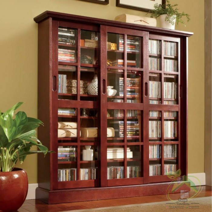 HARGA YANG TERTERA HANYA DP Lemari Rak Tempat Buku Full Kayu Jati TIPE SLEDING 3 PINTU