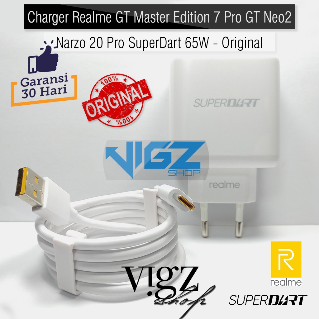 Charger Realme GT Master Edition / 7 Pro / GT2 Pro / GT Neo2 / Narzo 20 Pro SuperDart 65W Original