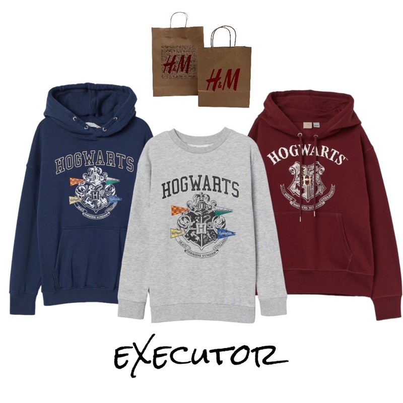 ( 8.8 ) Hoodie Sweatshirt H&amp;M Unisex Sablon Hogwarts, Flecee Katun Lembut Tebal, Free Papperbag