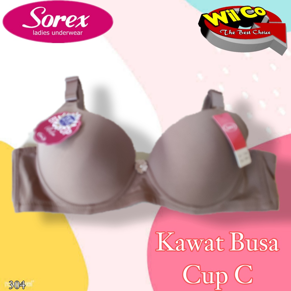 K304 - BRA/BH WANITA SOREX JUMBO BUSA ADA KAWAT CUP C BESAR 36C - 42C  TIGA PENGAIT