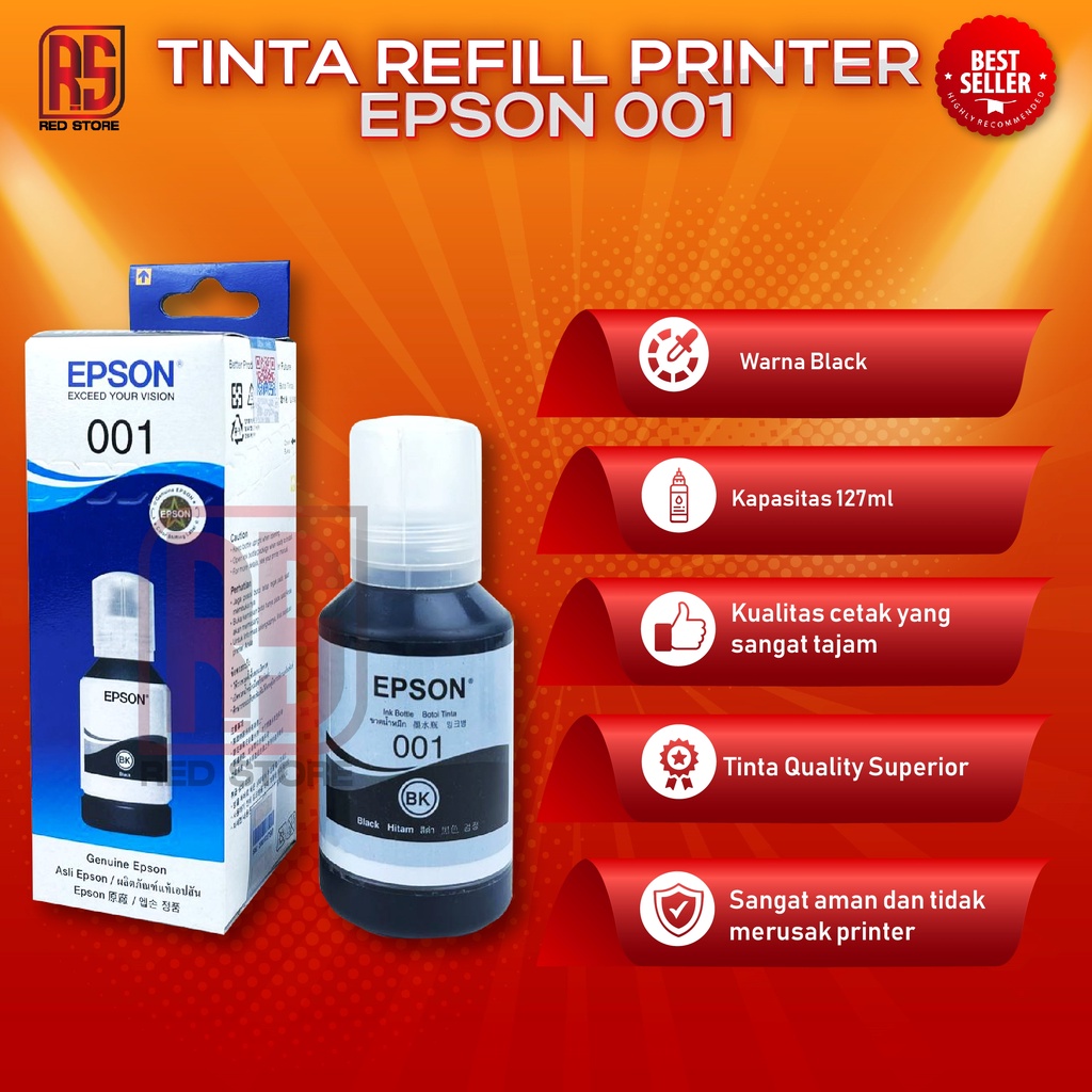 Tinta Epson 001 Black For Printer L6190  L6160 L6170 L4150 L4160 Premium