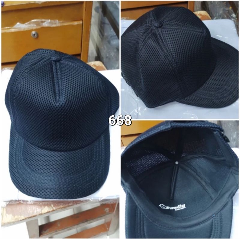 Topi jaring polos biru dongker