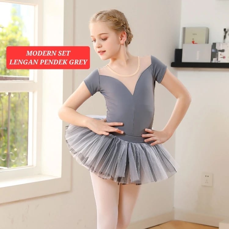 MODERN LEOTARD SET BAJU BALET SENAM GYMNASTIC ICE SKATE ANAK REMAJA IMPORT FASHION