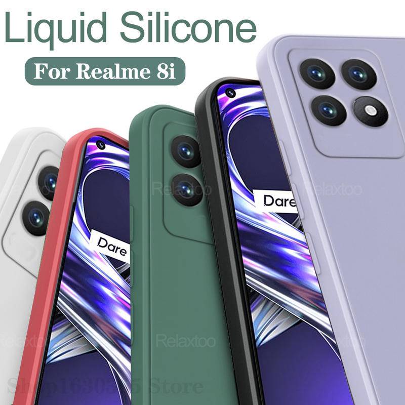 Shockproof Phone Back Cover Untuk Oppo Realmi8 8i 4G 5G Pro Square Cairan Silikon Lembut Pelindung Case