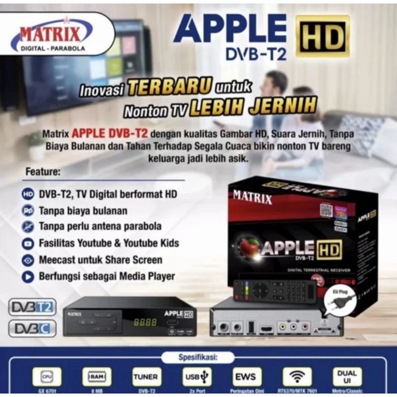 Set Top Box TV Digital Matrix Burger Hijau DVBT2 Matrix Apple