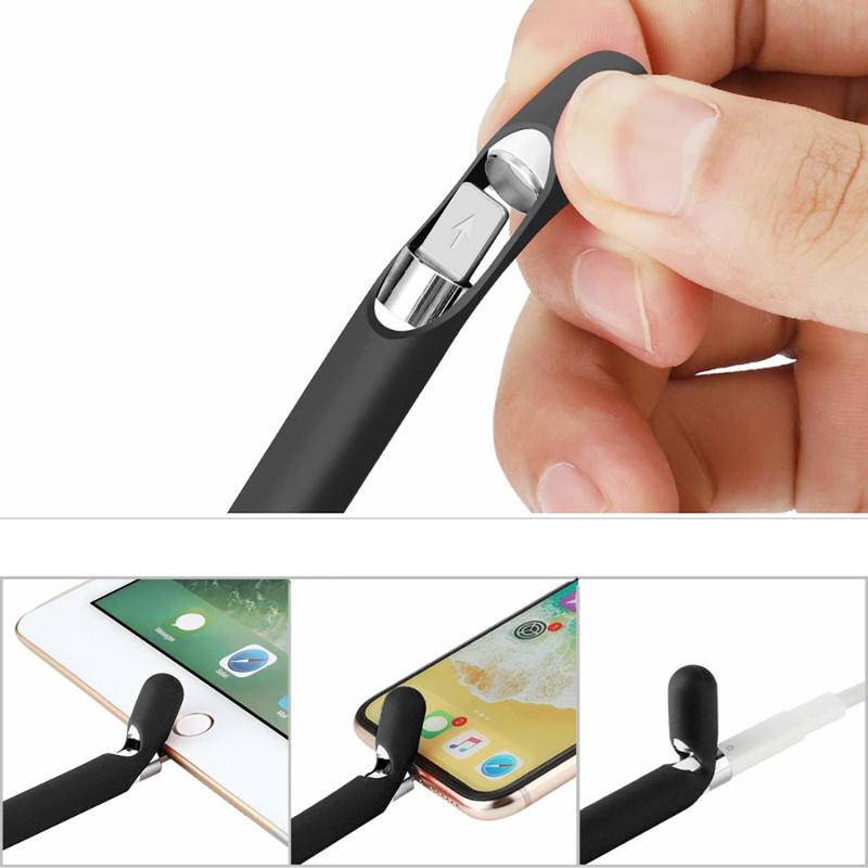 Case Silikon Pensil Anti Hilang Untuk Apple Pencil 1aksesoris Portable Tempat Pulpen Stylus Elastis Dengan Pen Case Nib Caps