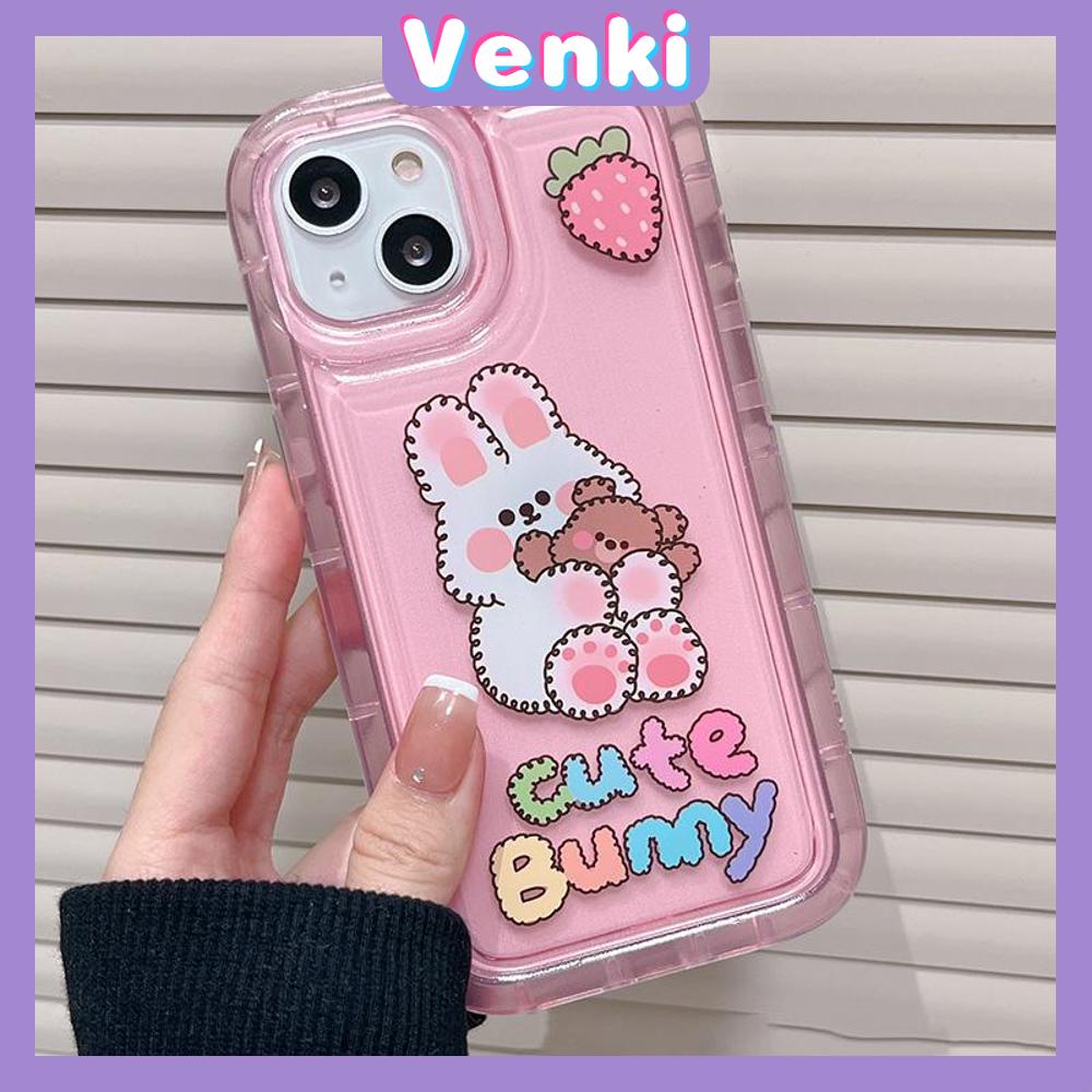 Case For iPhone 14 Pro Max TPU Soft Jelly Airbag Case Cute Bunny Blue Pink Clear Case Camera Protection Shockproof For iPhone 14 13 12 11 Plus Pro Max 7 Plus X XR