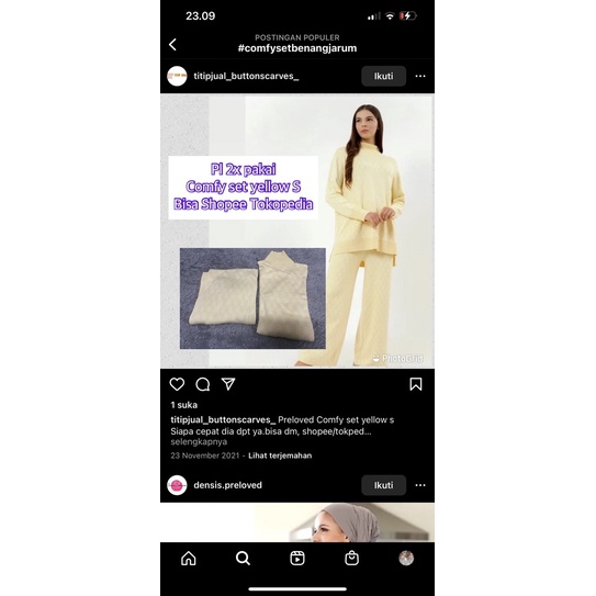 comfy set benang jarum preloved