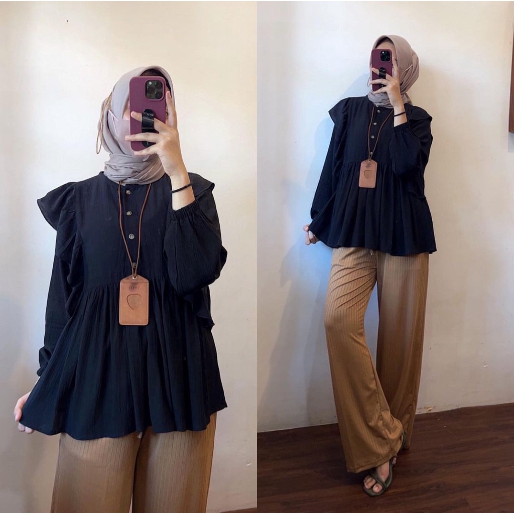 TIFANY BLOUSE KEMEJA WANITA MUSLIMAH PREMIUM AIRFLOW CRINCKLE DEODORA RAYON