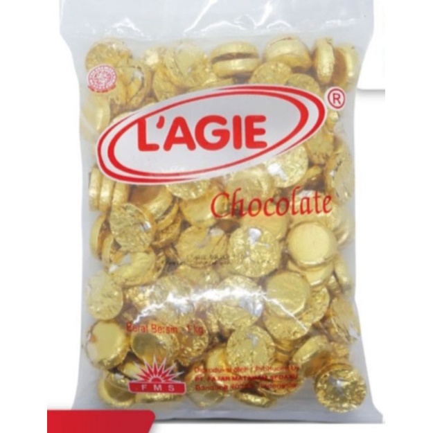 

250 Gram L'agie Cokelat Koin isi Kismis Original by L'agie