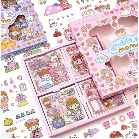 

Central.id 100 Lembar Stiker Motif Momo Waterproof Stiker Tumblr lucu Kartun Korea Dekorasi