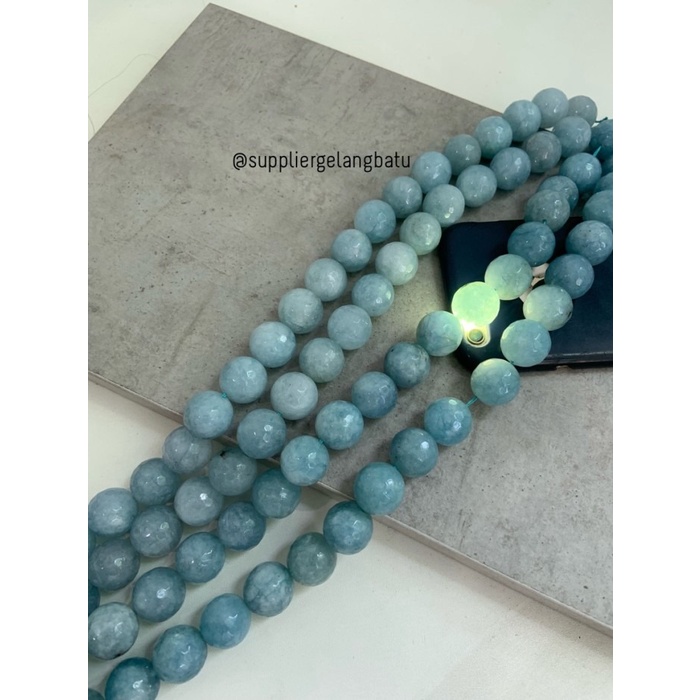 bahan batu CUTTING 18mm moss agate biru kilap grade A aksesoris korea