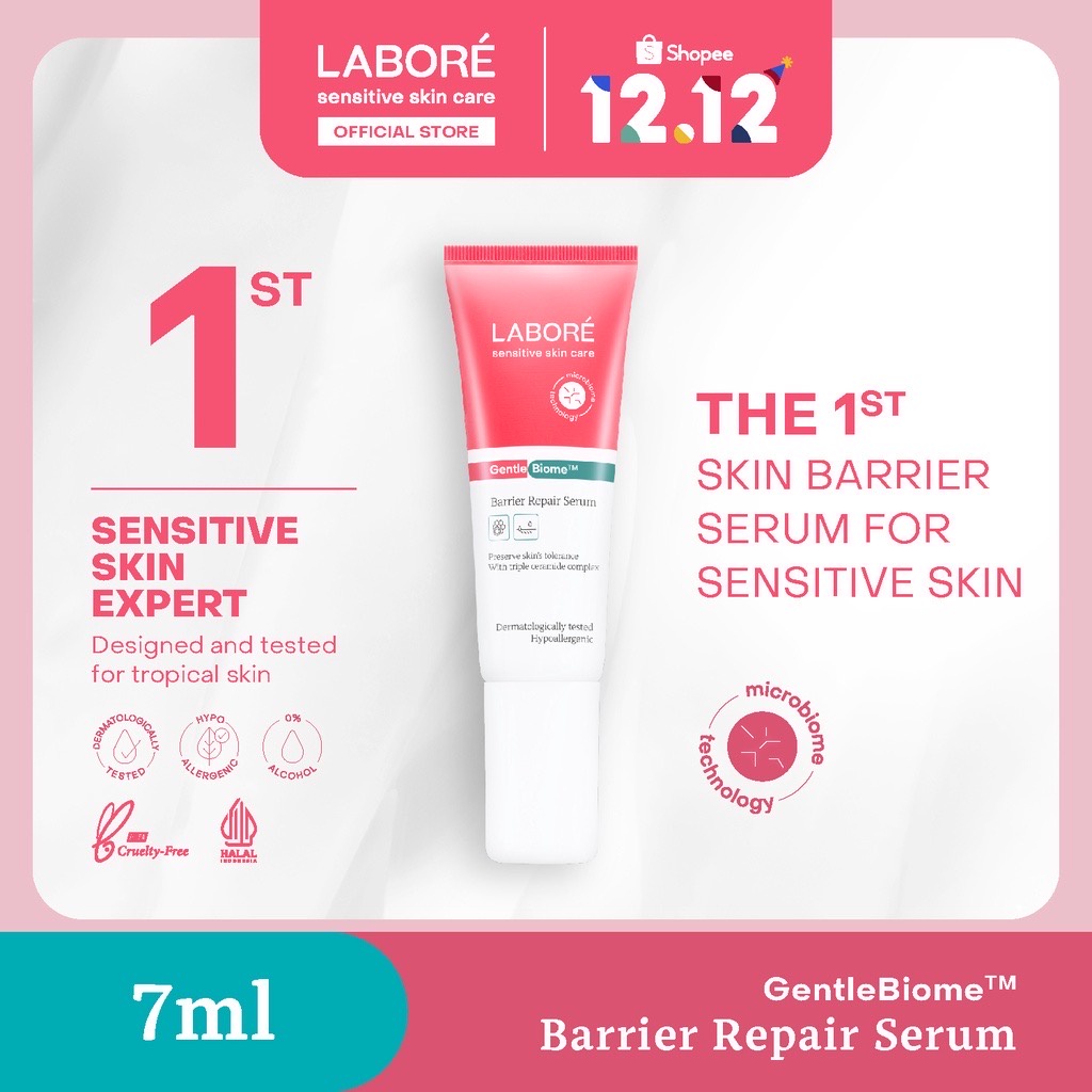 LABORE GentleBiome Repair Serum Indonesia / Serum Wajah 7ml 20ml / Preserve Skin’s Tolerance With Triple Ceramide Complex / Memperbaiki Skin Barrier / Sensitive Skin Care Kulit Sensitif / Skincare Face Wash Toner Day Night Cream Moisturizer Mask Sunscreen