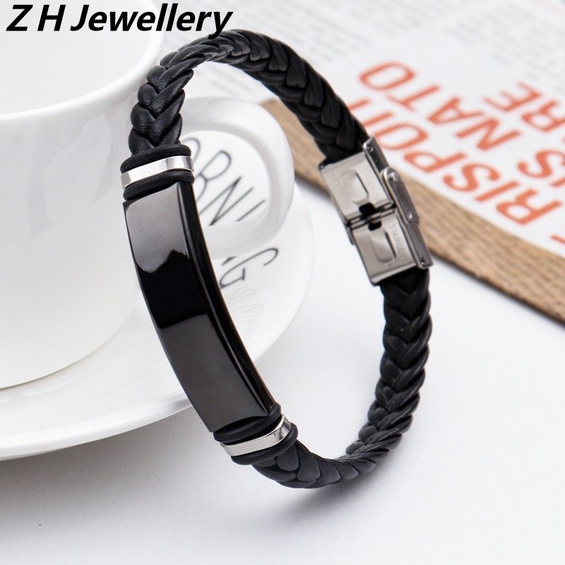 Gelang Tangan Anti Karat Fashion Pria Vintage Punk Perhiasan Titanium