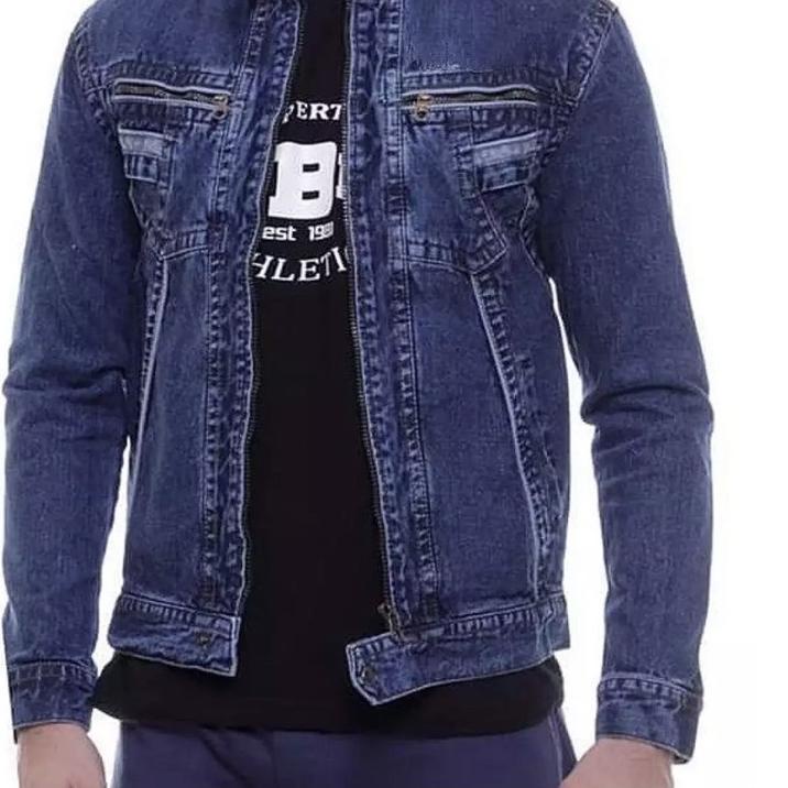 Tren Terbaru JAKET JEANS PRIA KERAH TINGGI RESLETING JAKET JEANS COWOK TB BANDUNG MURAH JEANS BOMBER