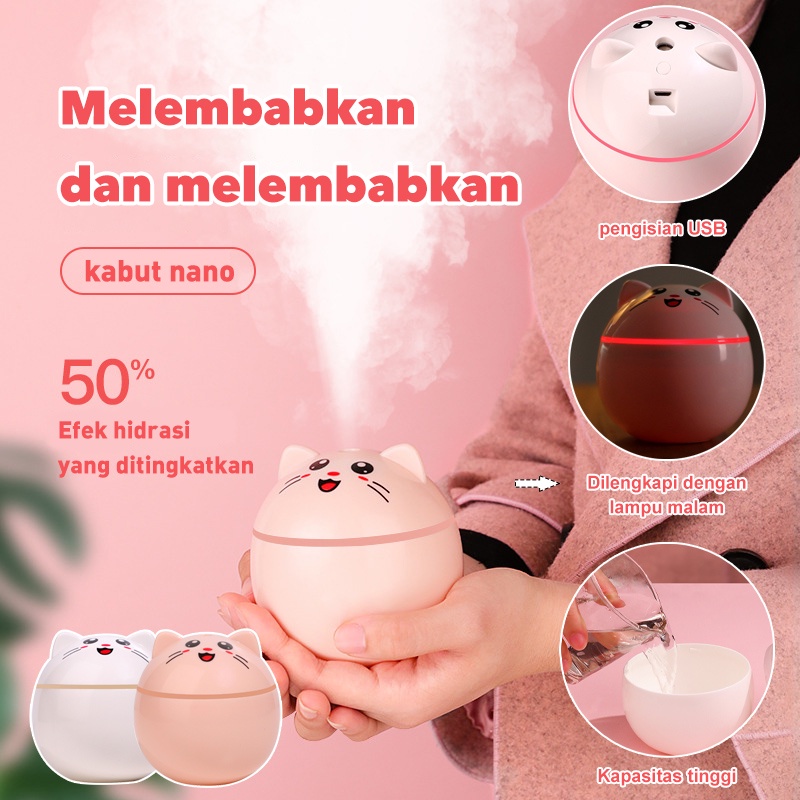 Holiven Cute cat Humidifier 300ML Essential Oil Diffuser Aroma Terapi Pengharum Ruangan
