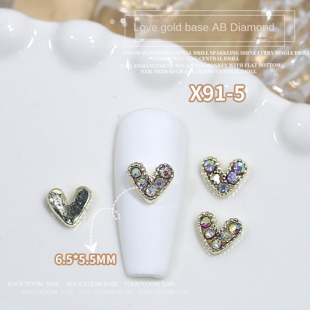 AUGUSTINA Agustina Hiasan Kuku Jantung Fashion Manicure Aksesoris Berwarna Cinta Hati Jepang Nail Art Love Heart Nail Drills