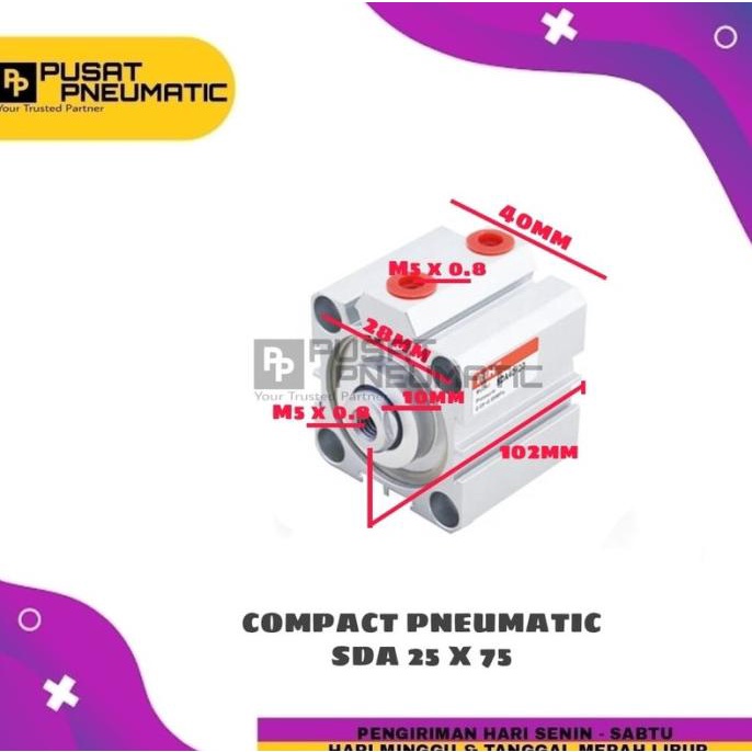 PNEUMATIC COMPACT CYLINDER SD 25X75 / SDA 25 X 75