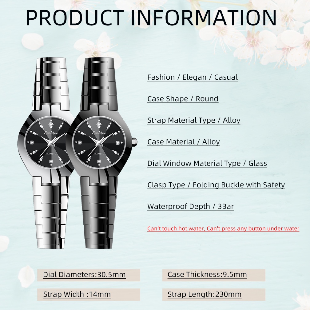 Sunlifex 9090 Jam Tangan Wanita Original Berlian Anti Air Kuarsa Bisnis Santai Wanita Jam Tangan Cewek (Kotak Gratis)-6