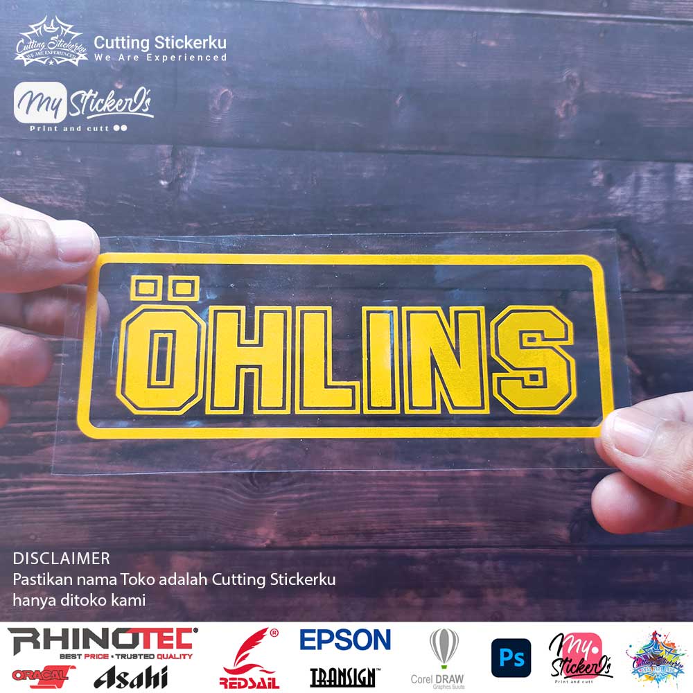 Cutting Stiker Ohlins Variasi Motor Mobil Sticker Timbul Keren Nyala Dasbor Spakbor Visor Body Kaca Helm Laptop Hologram Reflective Tahan Air Bodi Samping Scoopy Vario Beat Nmax Pcx Racing Balap Aesthetic Windshield