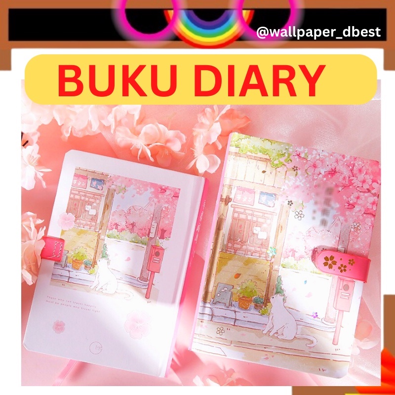 

Buku Diary Diary Notee Book Aesthetic gambar kucing ala Japanese dan korea cherry blossom Sakura full color page magnetic buckle book notebook cute office notepad handbook @wallpaper_dbest