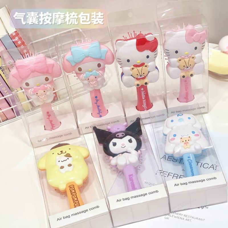 Sisir Rambut Karakter SANRIO 3D SOFT Hair Brush Princess Sisir Sikat Kuromi Cinnamoroll Hello Kitty Melody Elsa Frozen Mermaid Sisir Kado Gift Unik Comb