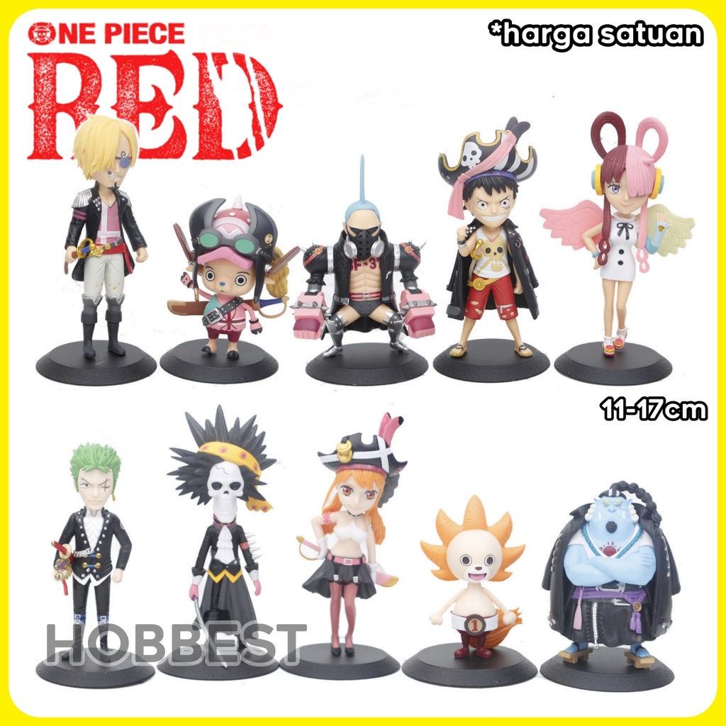 Action Figure ONE PIECE RED Q Ver. Miniatur Pajangan Mainan Topper Luffy Zoro Sanji Uta Franky Jinbe