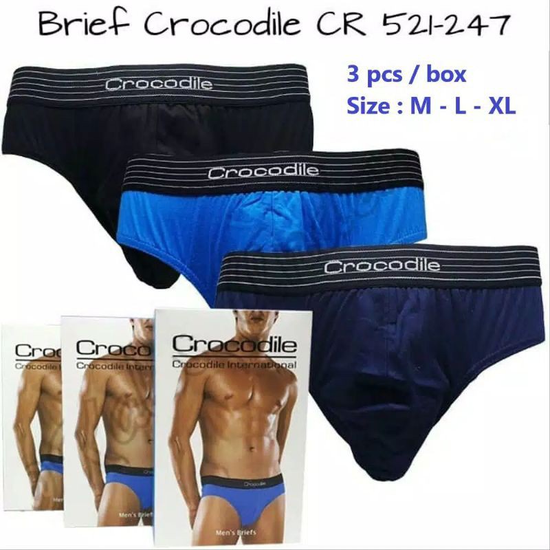 1 Box isi 3 Pcs Celana Dalam Crocodile 521 247 - CD Pria - Karet Boxer