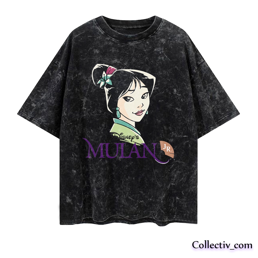 Kaos Princess Mulan Girls T-shirt Mulan Disney Oversize Washed tee
