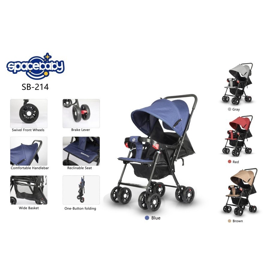 Baby Stroller SB 203 204 214 325-1 329-1 330-1 Bisa Dilipat SpaceBaby SB203 SB204 SB214 SB325-1 SB329-1 SB330-1 Cabin Size Alat Bantu Kereta Dorong Anak Bayi Space Baby Extra Pad Rocker Reversible Stir Bolak Balik Kelambu SB 207 SB207 SB 6202 SB6202