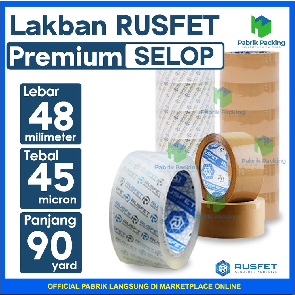 

Lakban Rusfet Super Clear - Ukuran 48mm x 90yard Premium Selop Termurah