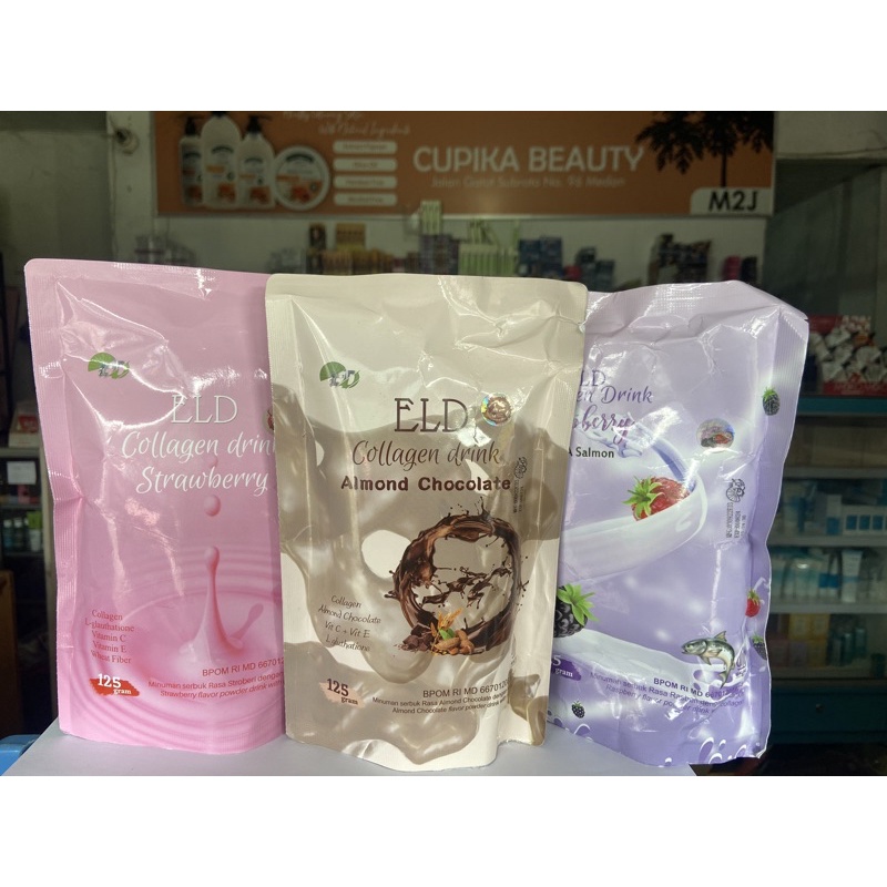 &lt;pn.x&gt; [ halal ] isi 125 gr full - eld collagen drink strawberry - minuman serbuk collagen eld rasa strawberry