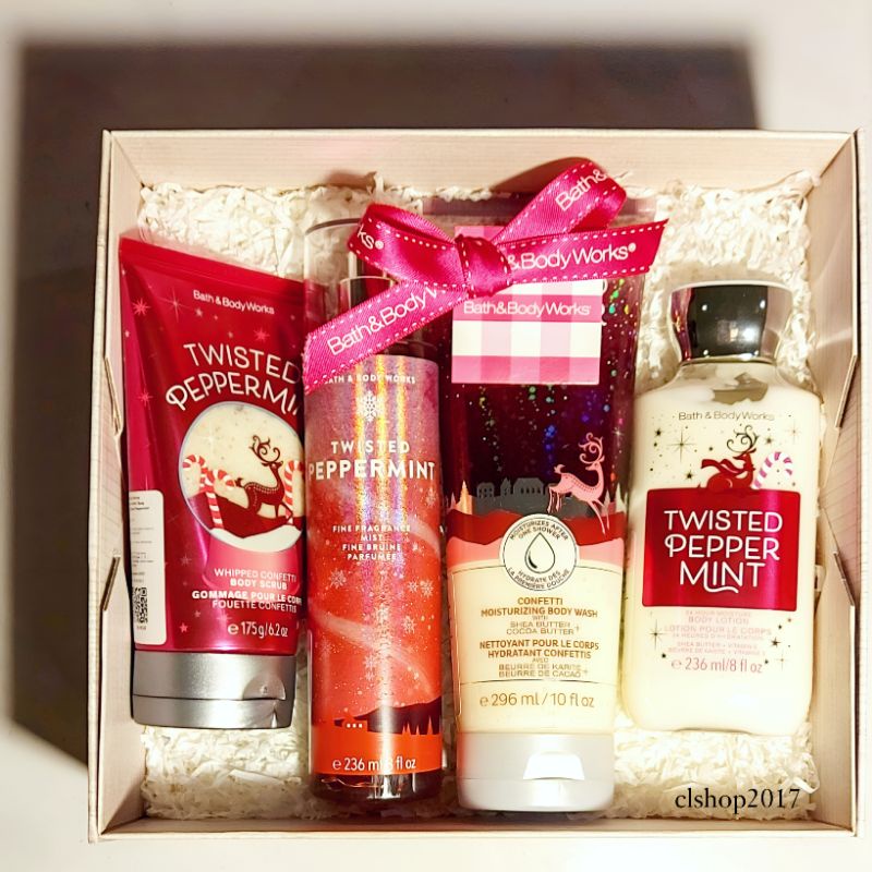 BATH &amp; BODY WORKS BBW TWISTED PEPPERMINT PAKET GIFTSET HAMPERS FOR VALENTINE MOTHERS DAY CHINESE LUNAR NEW YEARS EVE EID MUBARAK LEBARAN IDUL FITRI 2IN1 3IN1 4IN1 5IN1 6IN1 7IN1