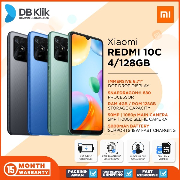 Handphone Xiaomi Redmi 10C 4/128GB - Redmi 10C 4GB 128GB Garansi Resmi
