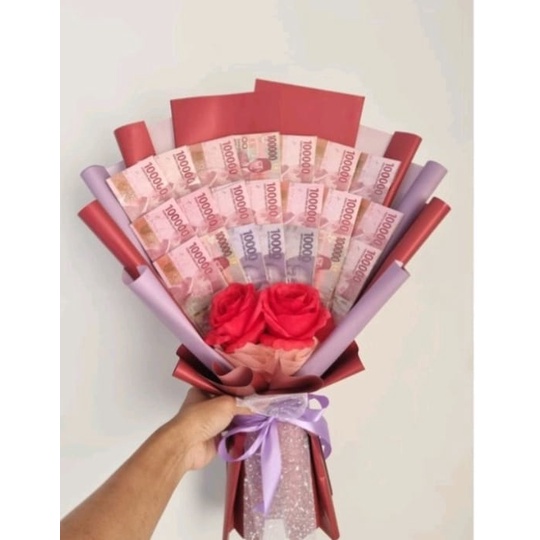 Buket Uang Asli 1juta800Ribu Pecahan 100k sampai 10k Realpict Amanah Kado Ulang Tahun