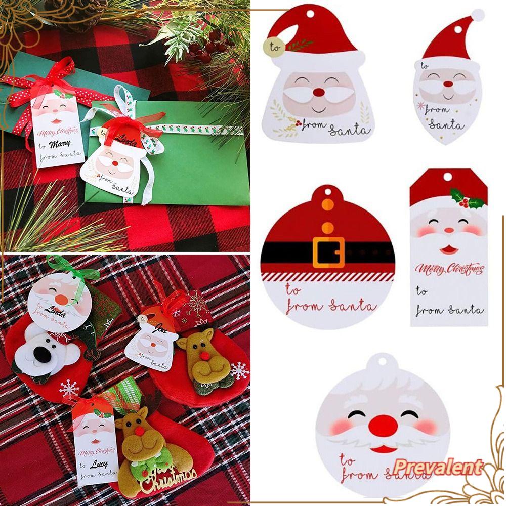 Preva 100PCS Tag Gantung Natal Perlengkapan Festival Kertas Bookmark Kartun Santa Claus
