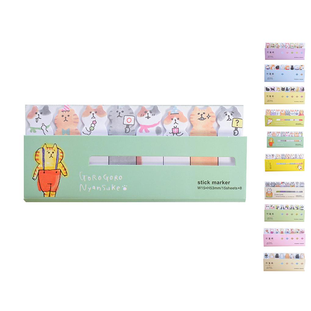 Huit Adorable Cartoon Animal Memo Pads Label Stiker Dekorasi Jadwal Harian Kantor