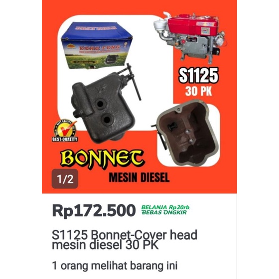 S1125 Bonnet-Cover head mesin diesel 30 PK
