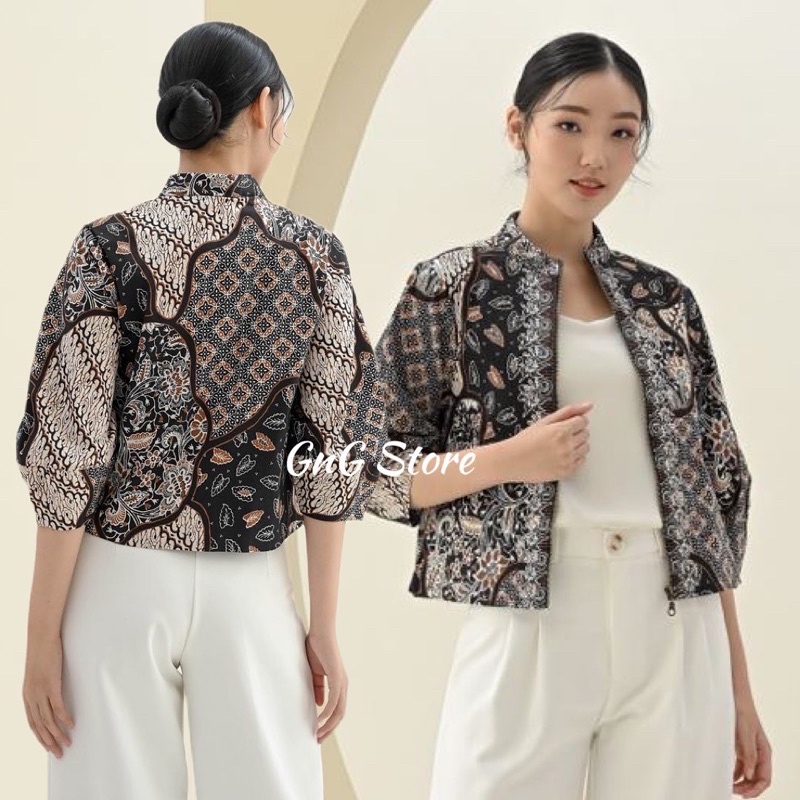 Outer Batik 135 ATK /Jaket Batik Wanita Modern/ Luaran Batik/ Seragam Batik