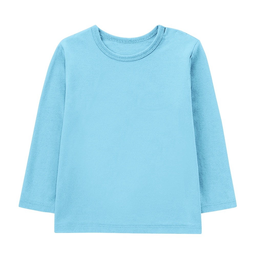 Kaos Polos Lengan Panjang Anak Laki-laki dan Perempuan Unisex 1-12 tahun Warna Biru Muda