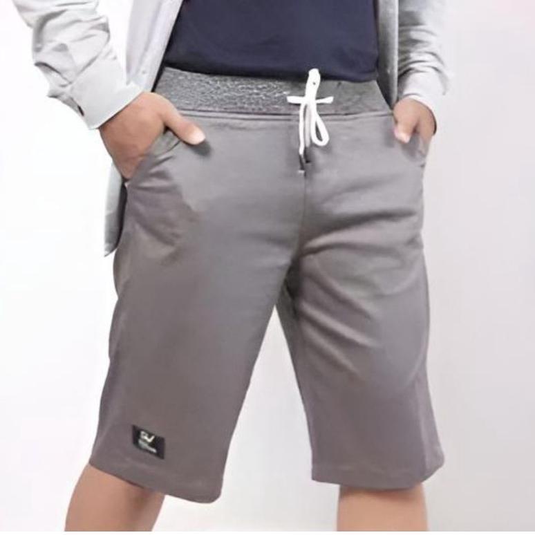 Celana Pendek Pria Cowok Chino Rip Karet Pinggang Kolor Chinos Katun Premium Cino Abu Gray Grey Crea