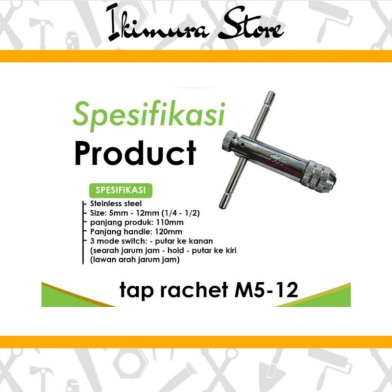 Stang Tap Gagang M3 / M5 Gagang Tap Ratchet