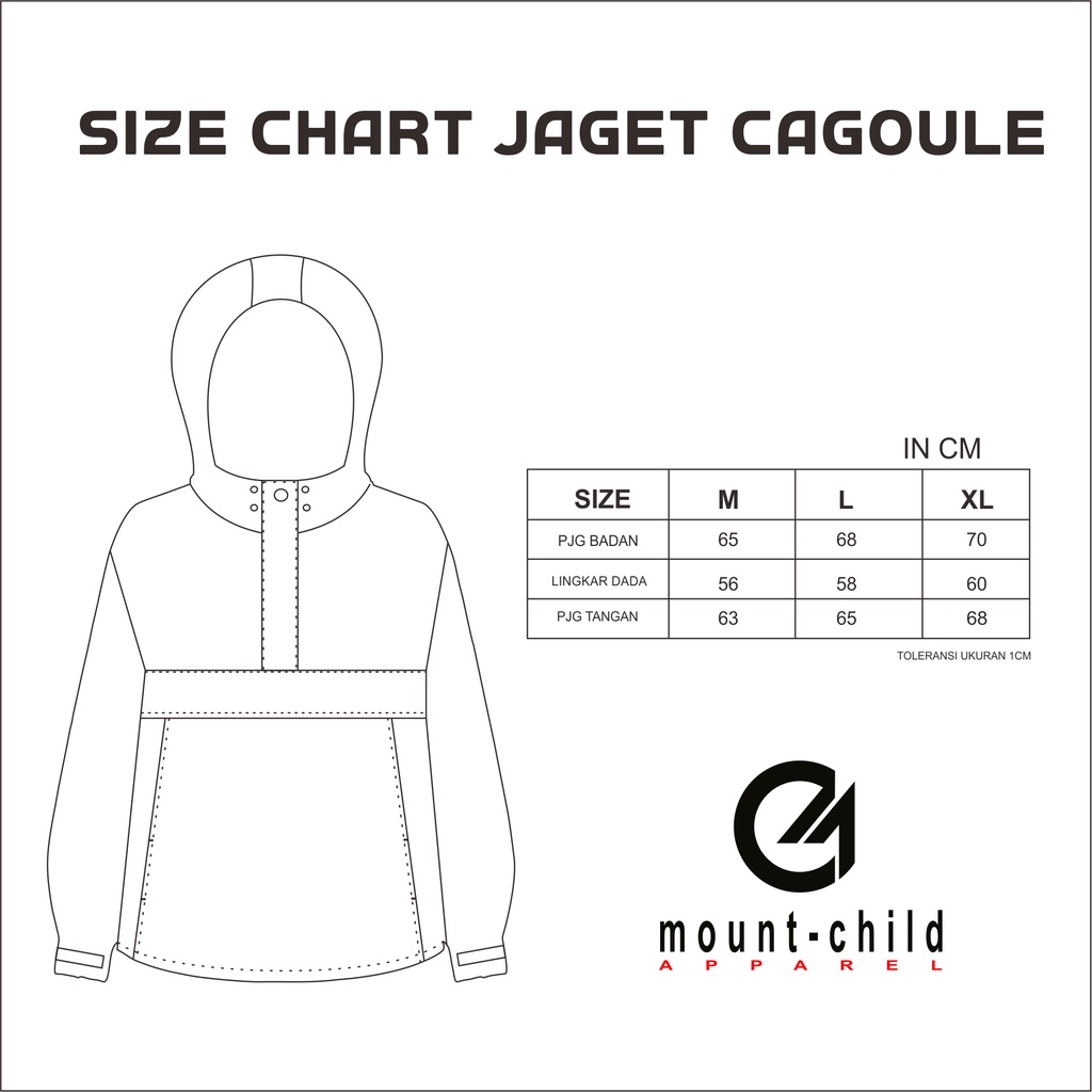 Jaket Parasut Cagoule Premium Mountchild Apparel Pria Wanita Hitam Abu Army Maroon