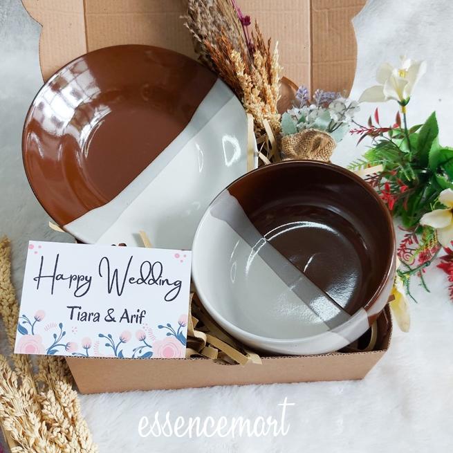 

❁ Hampers Set Mangkok dan Piring Twotone 2 Warna Cantik Hadiah Wedding Ultah ▲