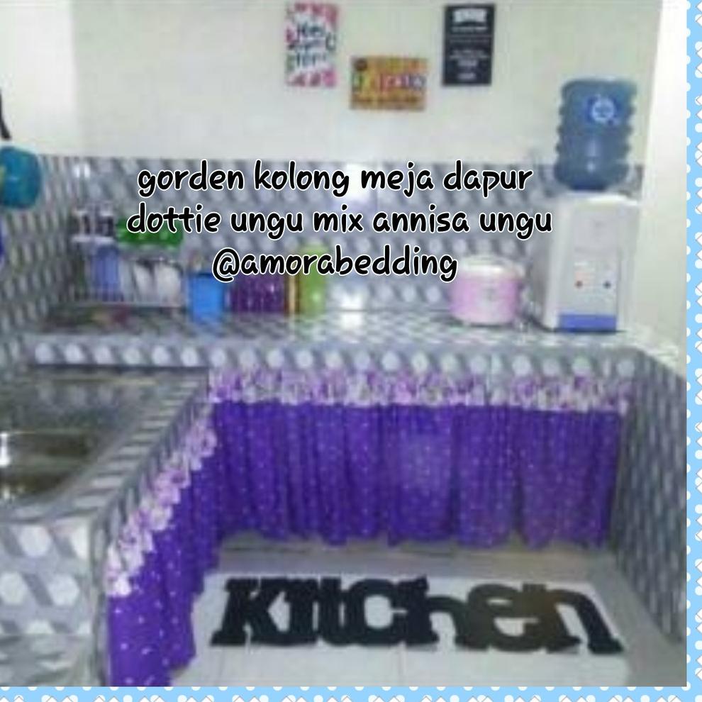 (O(31♥☞) GORDEN KOLONG MEJA DAPUR DOTTIE UNGU MIX ANNISA UNGU amanah